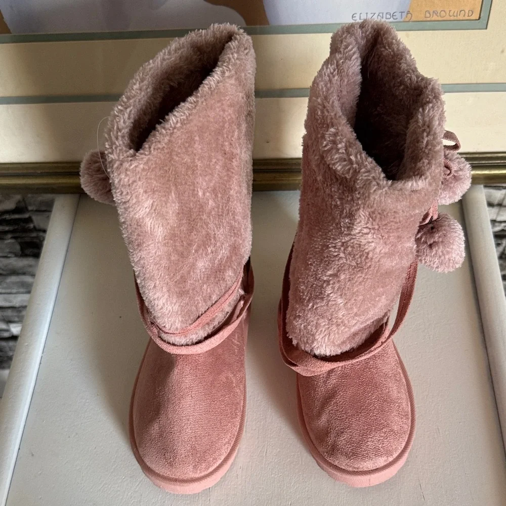 Pink fur warm winter kids Boots - Picture 2 of 5